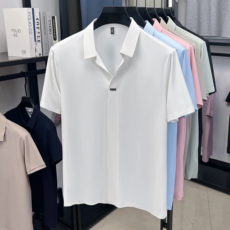Men'S Polo Formal Wear - قميص رجالي يومي للأعمال بياقة مسطحة