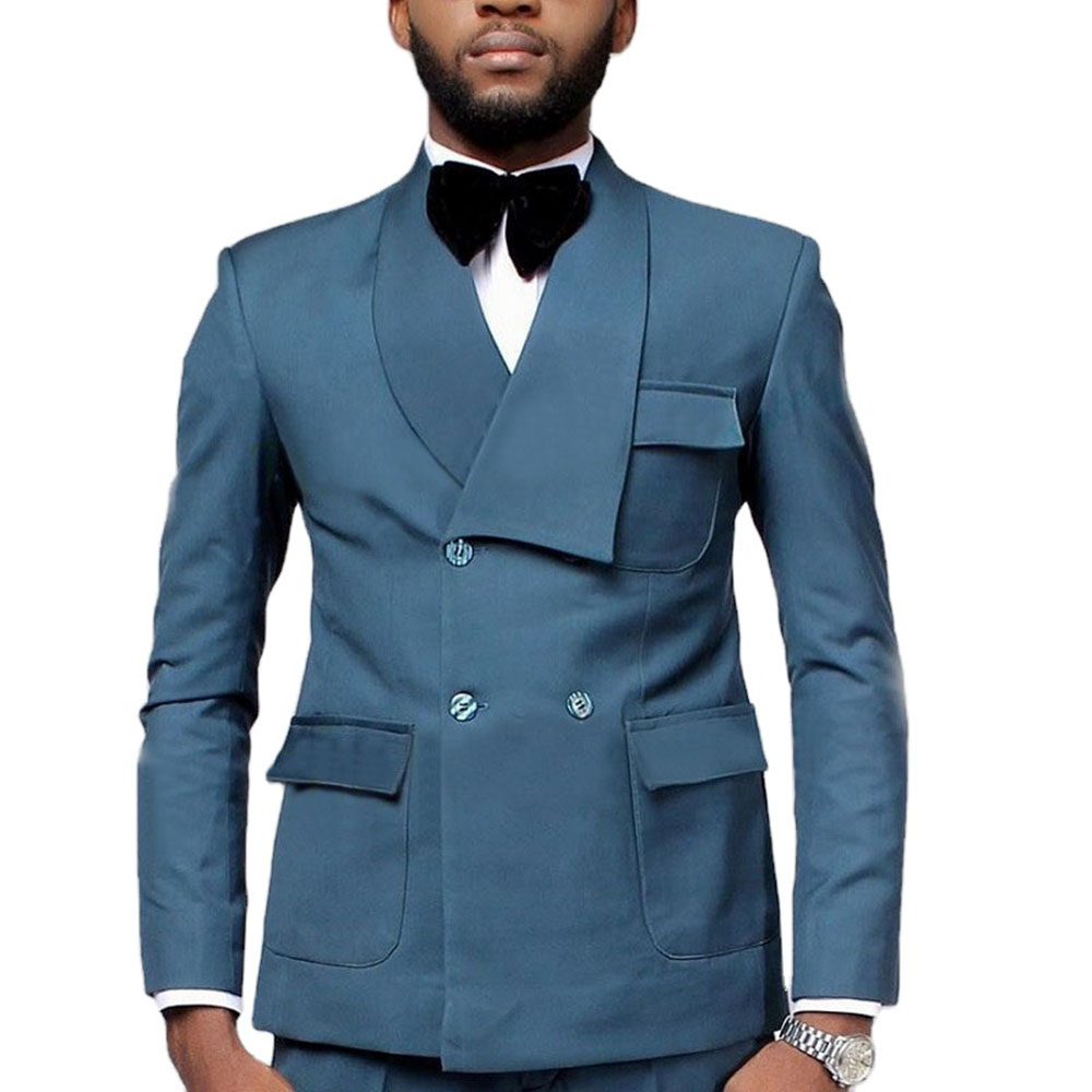 Men Formal Wear Design - أحدث تصميم مزدوج الصدر بحيرة الأزرق