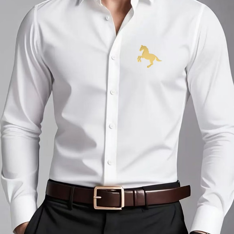 Men Formal Wear Shop - قمصان رجالية أنيقة بطباعة شعار الحصان