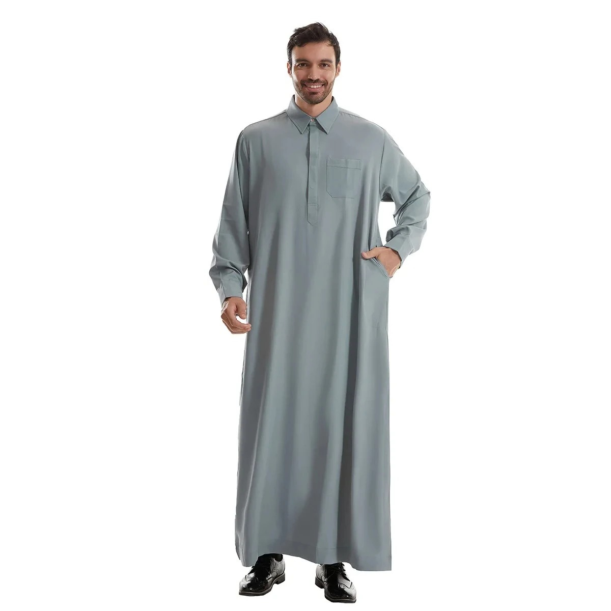 Men Formal Wear Dubai - ثوب رجالي طويل بياقة، زي إسلامي