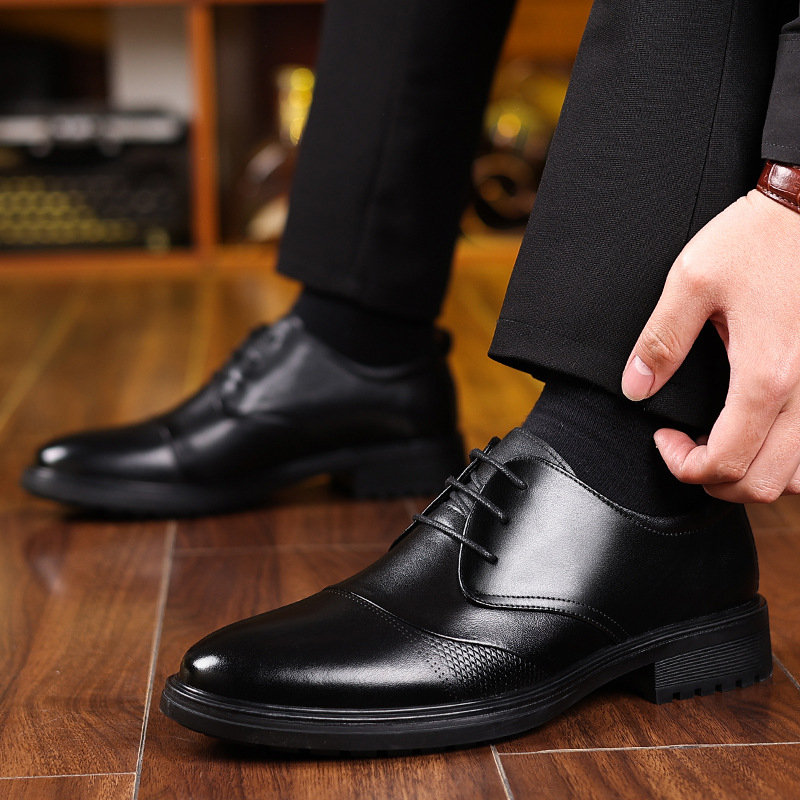 Formal Men Daily Wear Shoes - أحذية رجالية سوداء من الجلد الطبيعي