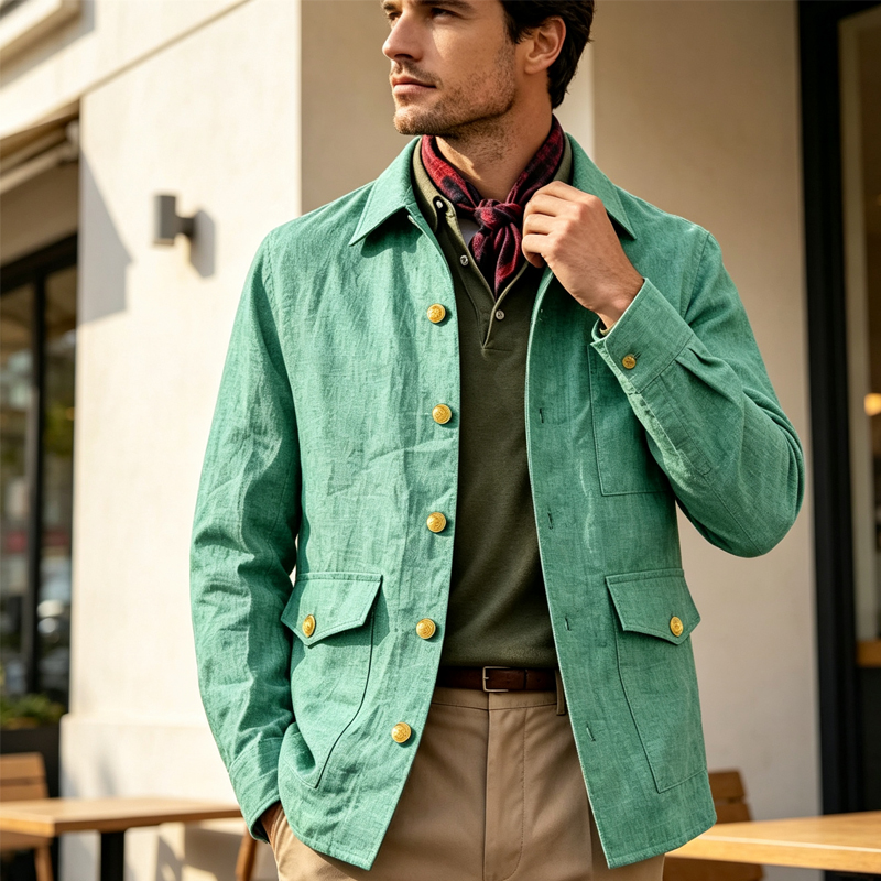 Men'S Vintage Formal Wear - جاكيت رجالي كتان عتيق بياقة مطوية