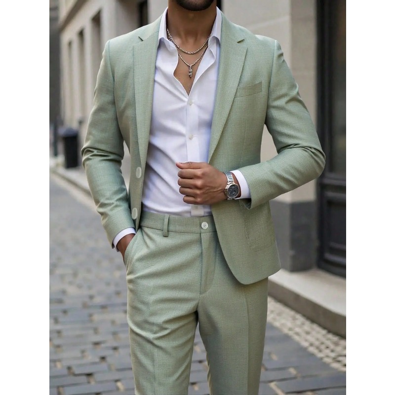 طقم بدلة وبنطلون رجالي بلون مو - مراجعة Large Men Formal Wear وسعره