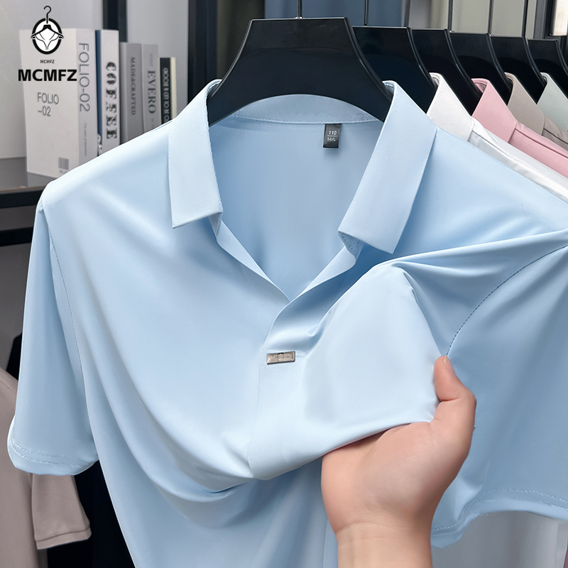 قميص رجالي بسيط بياقة مسطحة وم - مراجعة Men Formal Wear Summer وسعره