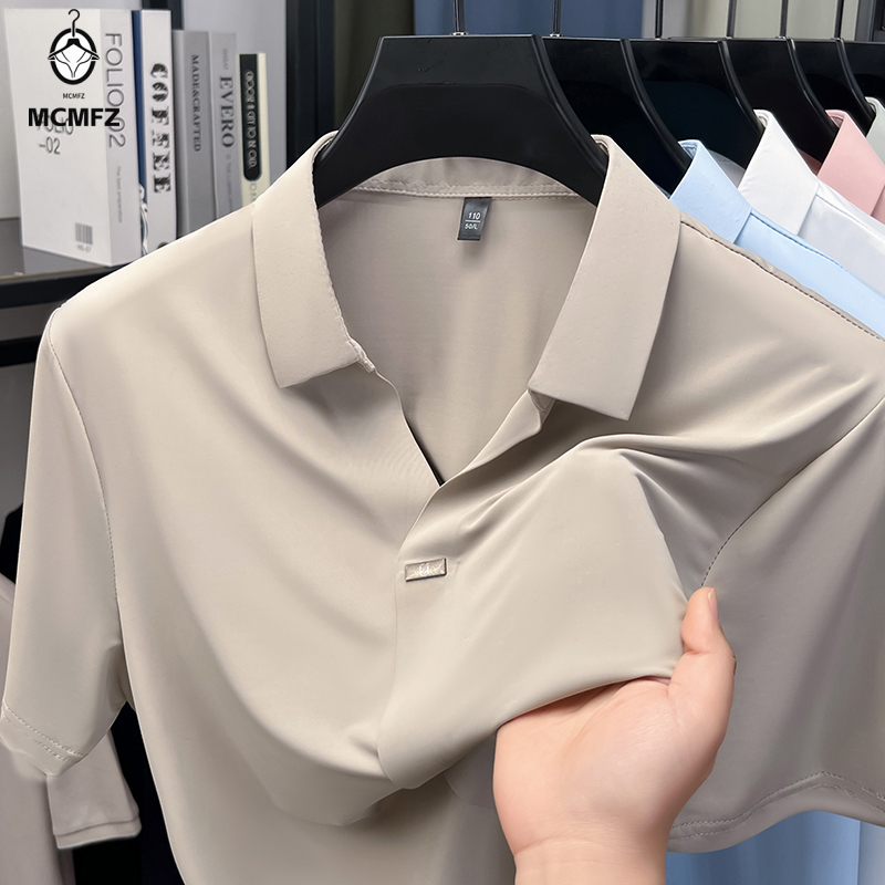 قميص رجالي بسيط بياقة مسطحة وم - مراجعة Men Formal Wear Summer وسعره