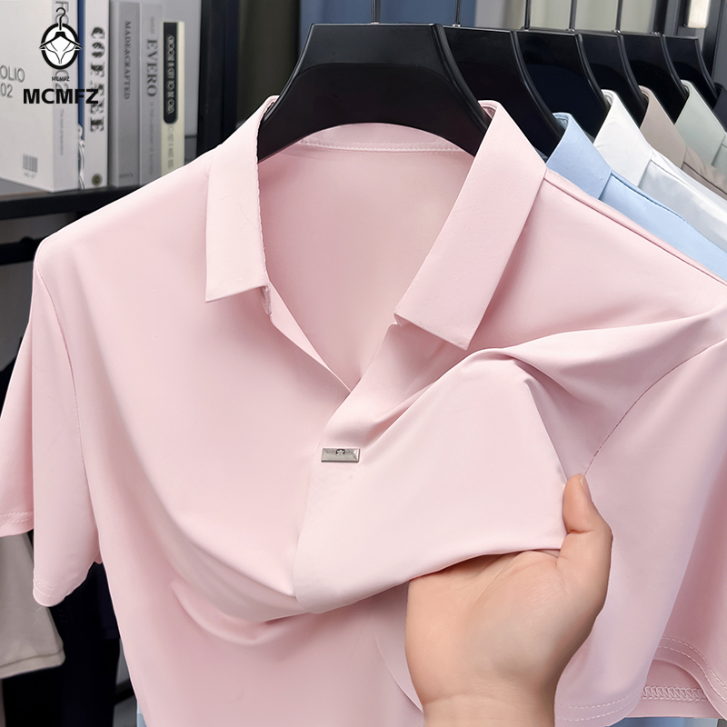 قميص رجالي بسيط بياقة مسطحة وم - مراجعة Men Formal Wear Summer وسعره