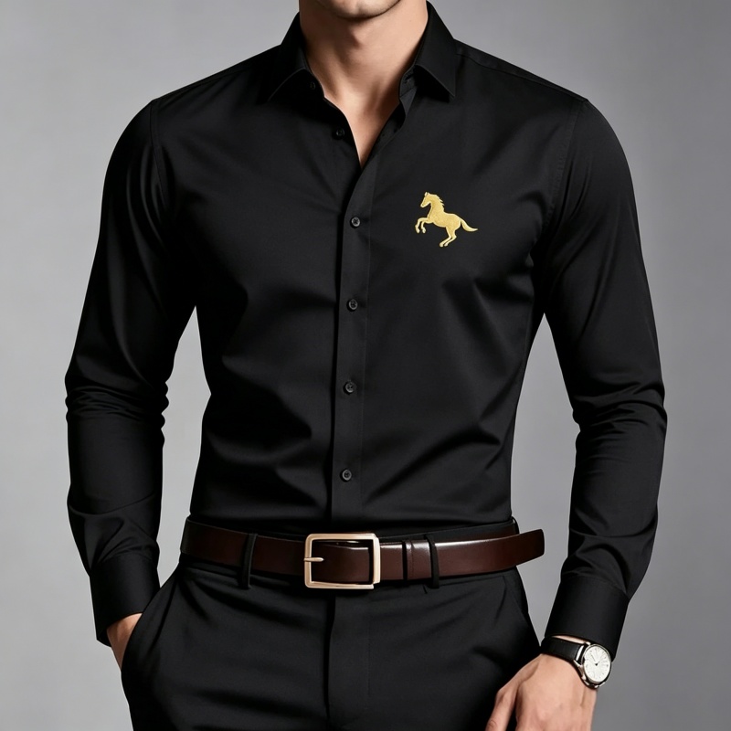 قمصان رجالية أنيقة بطباعة شعار - مراجعة Men Formal Wear Shop وسعره