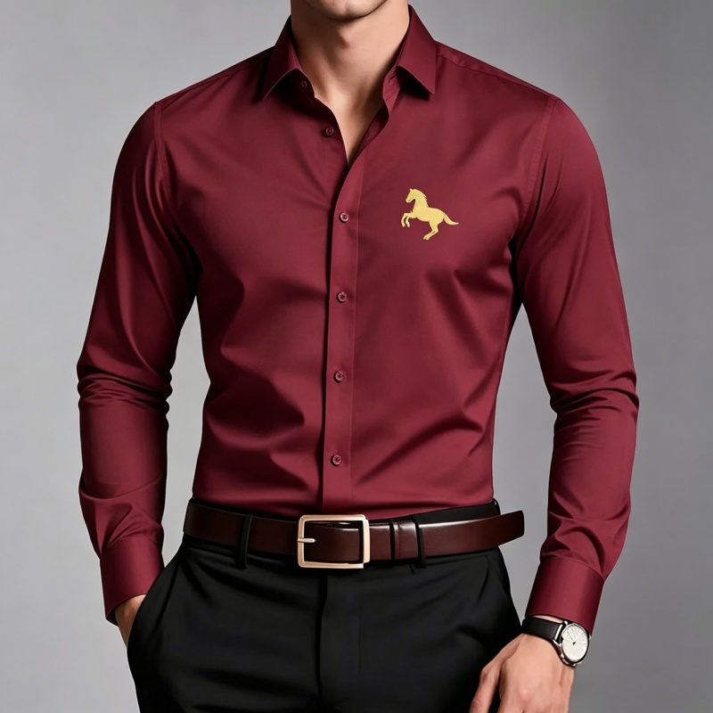 قمصان رجالية أنيقة بطباعة شعار - مراجعة Men Formal Wear Shop وسعره