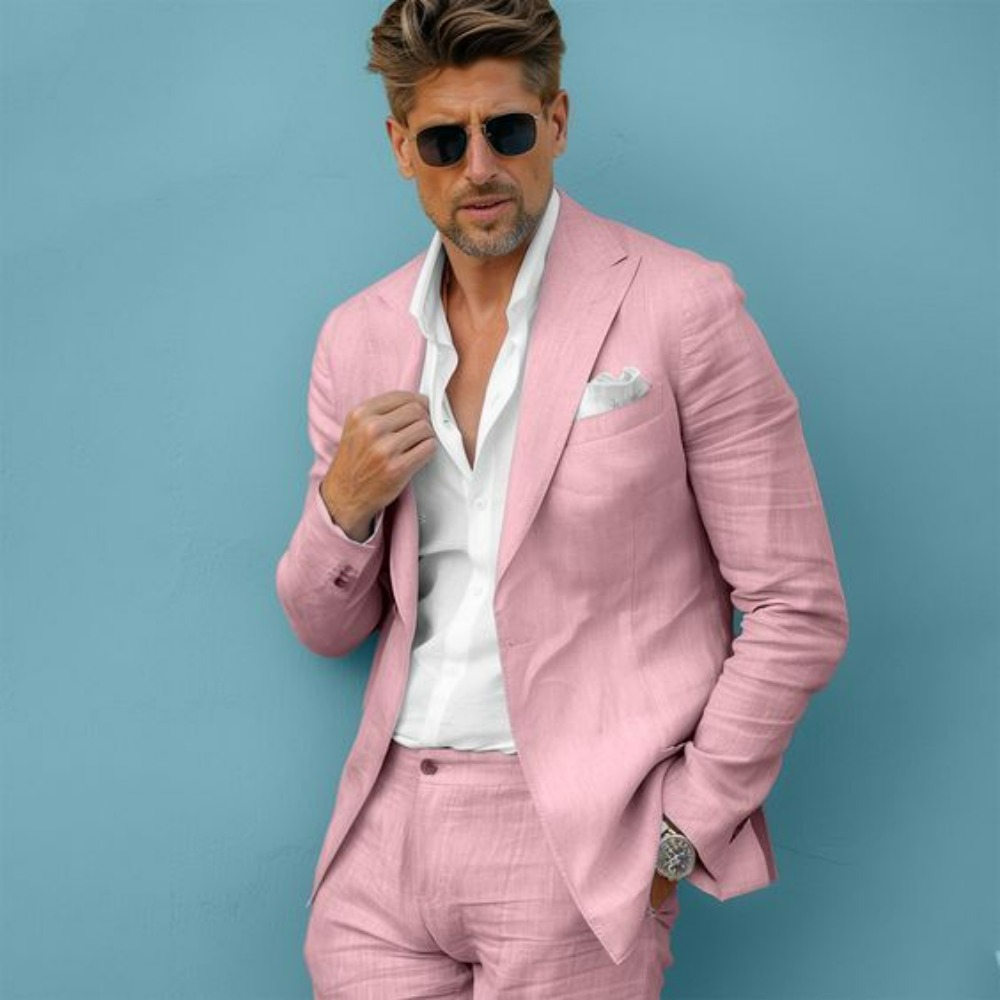 بدلة رجالية من الكتان لحفلات ا - مراجعة Men Formal Wear Summer وسعره