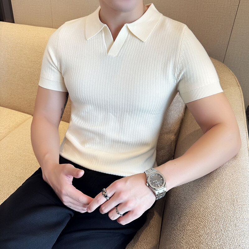 سترة جاكار متماسكة بياقة بولو  - مراجعة Men'S Polo Formal Wear وسعره