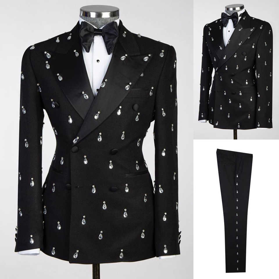 كبير كريستال العريس الزفاف الب - مراجعة Large Men Formal Wear وسعره