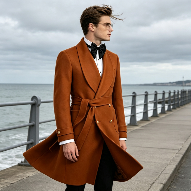 معطف رجالي فاخر من مزيج الصوف  - مراجعة Men Formal Wear Design وسعره