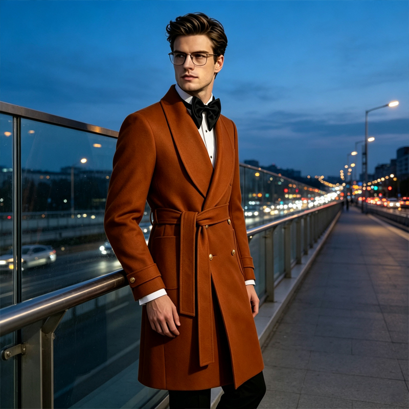 معطف رجالي فاخر من مزيج الصوف  - مراجعة Men Formal Wear Design وسعره