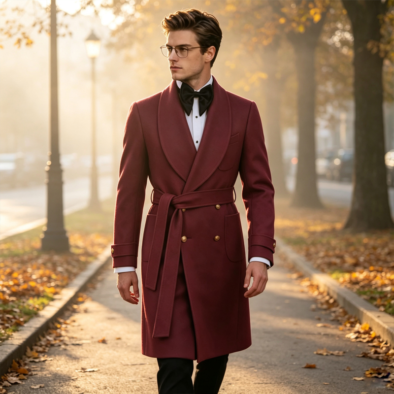 معطف رجالي فاخر من مزيج الصوف  - مراجعة Men Formal Wear Design وسعره